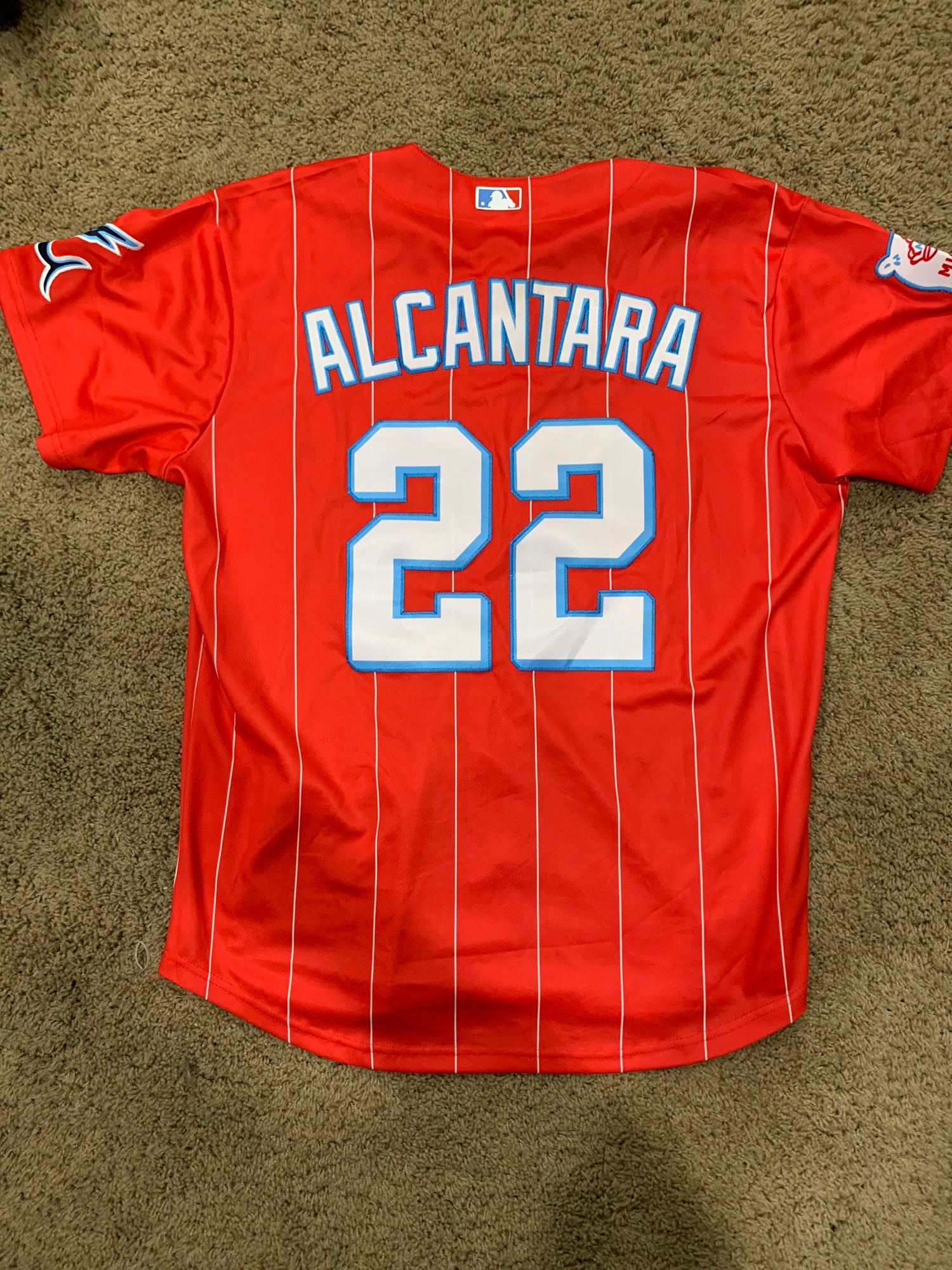 Men's Miami Marlins Sandy Alcantara Nike Red City Connect Name & Number  T-Shirt