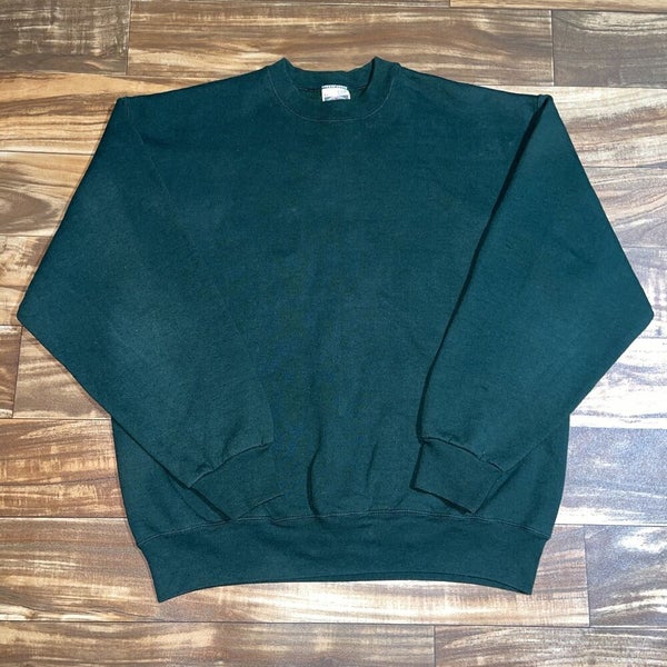 Vintage 90s Fruit of the Loom Blank Green Plain Crewneck