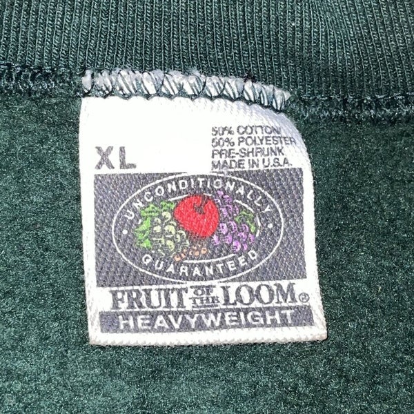 Vintage 90s Fruit of the Loom Blank Green Plain Crewneck