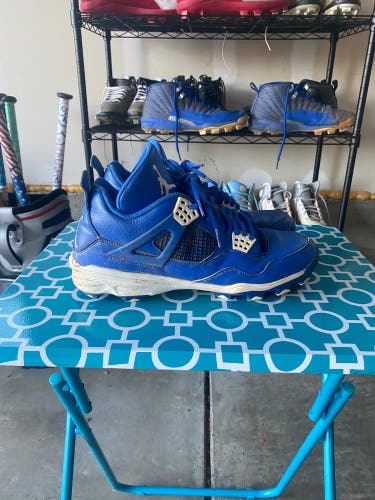 Blue Jordan 4 Men's Molded Mcs Baseball Cleats Size 10