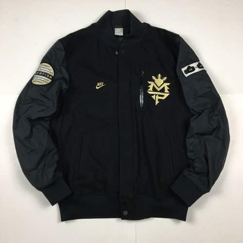 Nike Manny Pacquiao Destroyer Varsity Bomber Letterman Jacket Coat Black Sz M