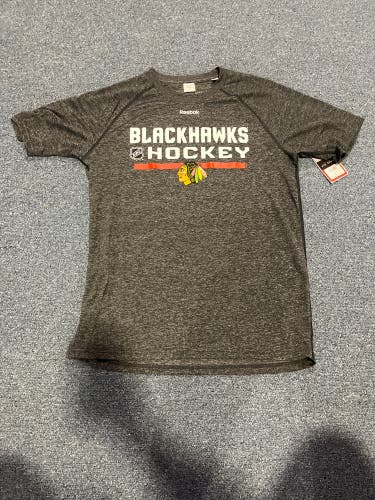 New Gray Reebok Chicago Blackhawks T-Shirt Large