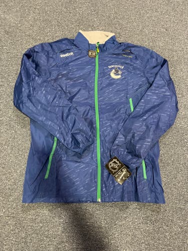 New Blue Reebok Center Ice Vancouver Canucks Kinetic Fit Warmup Jacket M