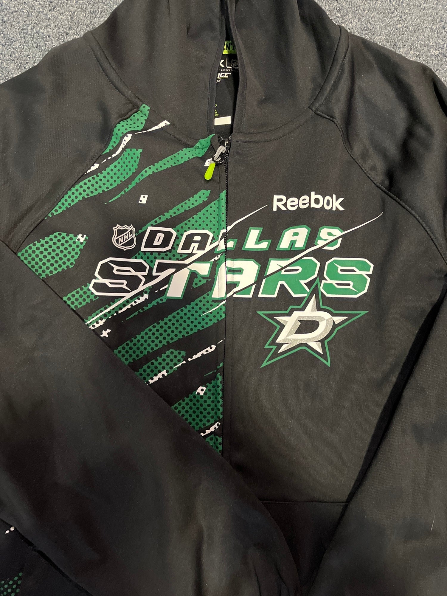 New Black Reebok Dallas Stars Hooded Full Zip Jacket Large