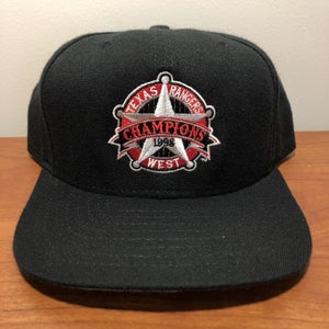 Texas Rangers Hat Baseball Cap Snapback Adult New Era Black MLB Vintage 90s
