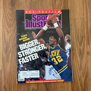 Utah Jazz Karl Malone NBA BASKETBALL 1988 Sports Illustrated Magazine!