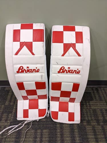 Used 33" Brian's OPTiK 2 Goalie Leg Pads Custom Red Checkerboard