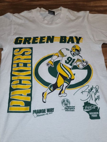 Vintage Rare 1990s Green Bay Packers Brian Noble White NFL T Shirt Size  Small