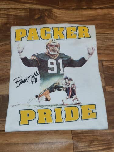 Vintage Rare 1990s Green Bay Packers NFL Sports Brian Noble T Shirt Size Sm/Med