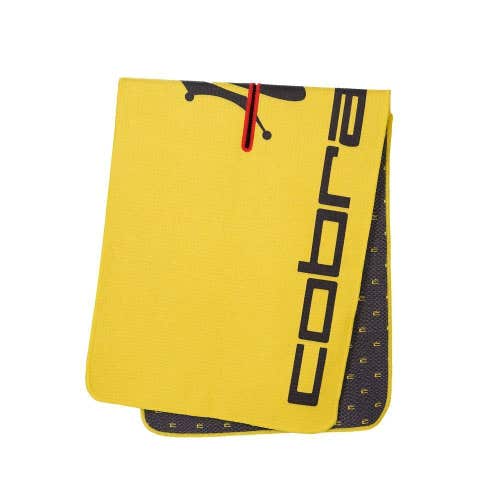 Cobra Golf Towel Crown C Player's Yellow Black Tour Towel 2022 - USA Dealer