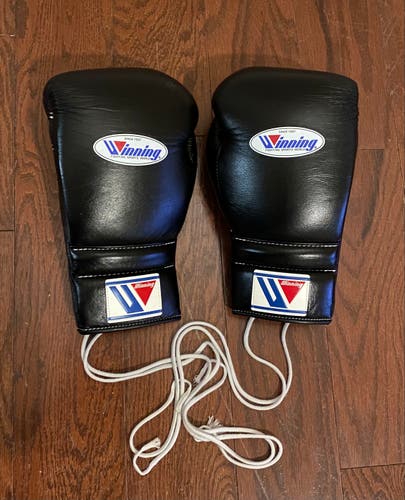 Winning gloves, 16 ounce, lace up, black,
