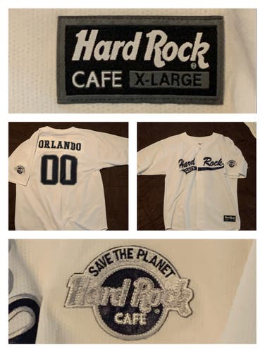 Vintage White Orlando Hard Rock Cafe baseball jersey xl