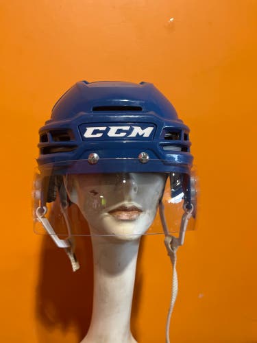 Used Blue CCM Tacks 910 Pro Stock Helmet Size Medium
