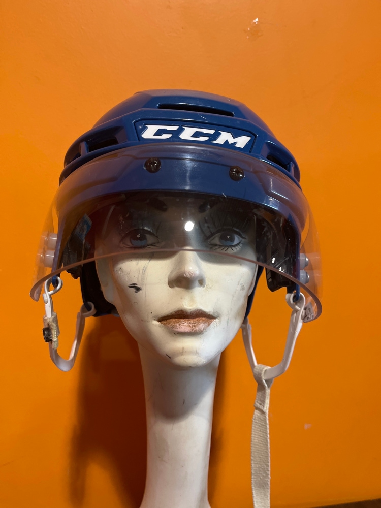 Used Blue CCM Super Tacks 910 Pro Stock Helmet Size Medium