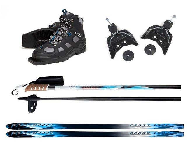 Whitewoods 75mm 3-Pin Cross Country Ski Package, 207cm (for Skiers 180 lbs & Up)