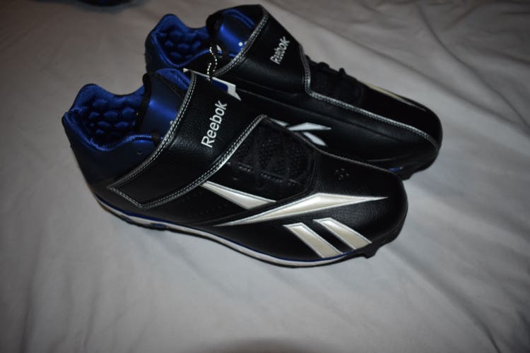 NEW - Reebok MLB Baseball Metal Cleats w/ Ortholite/Play Dry Features, Black, Size 14