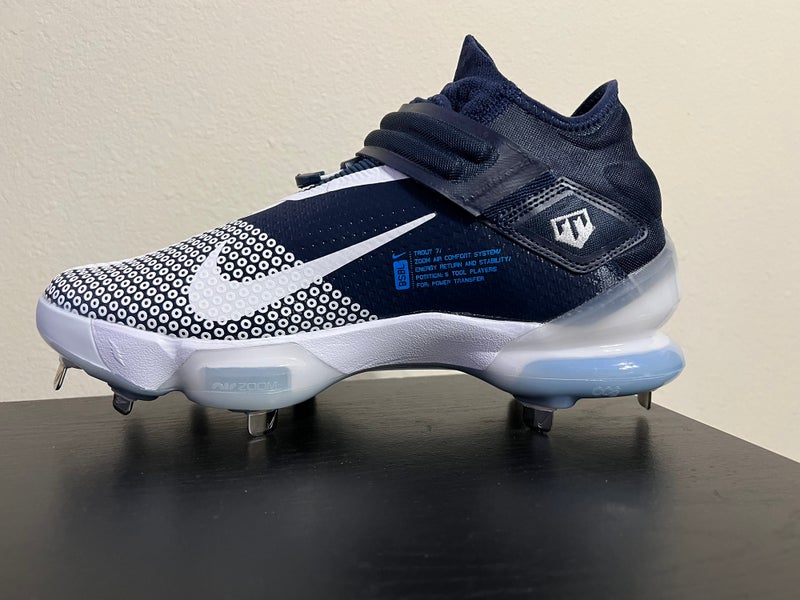 nike mike trout baseball cleats blue white size 12