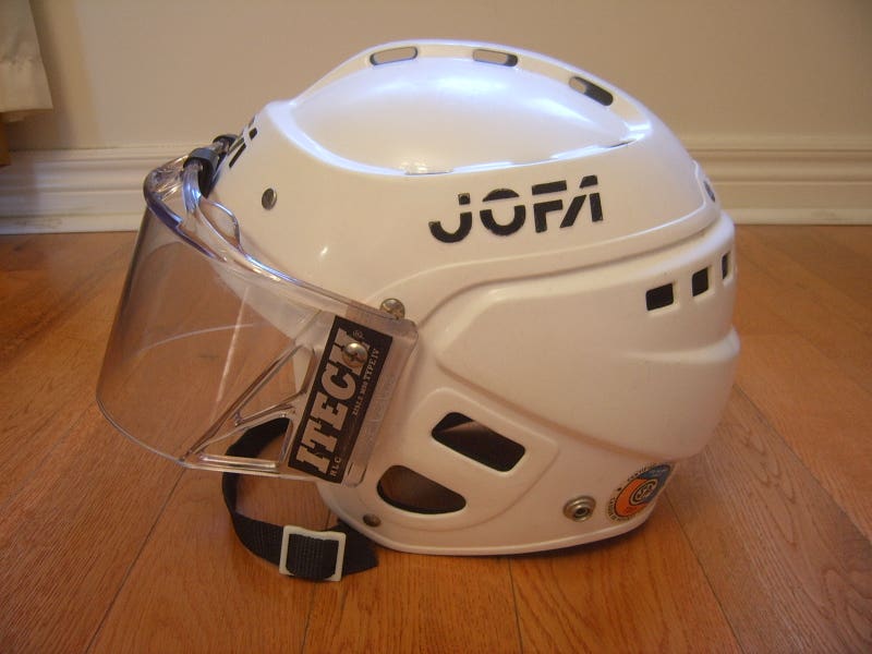 Casque Hockey Glace Vintage Jofa 390 SR – Blanc, Taille L (6 3/4-7 3/8), Homme