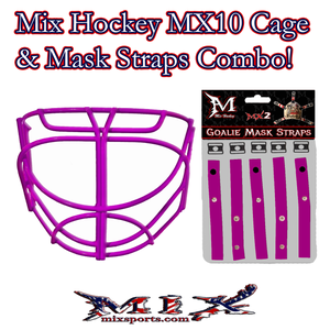 Mix hockey Cat Eye Goalie Cage (MX10) & Mask Straps Combo! (Purple)