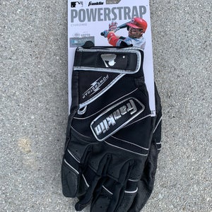 Franklin Powerstrap Batting Gloves Black/White Adult Large
