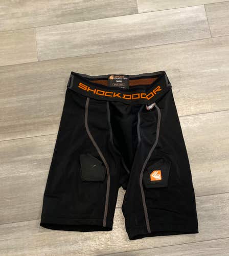 Black Used Large Shock Doctor Shorts
