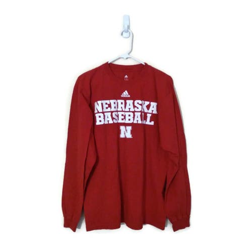 Adidas NCAA Nebraska Cornhuskers Baseball Spell Out Logo T-Shirt Large