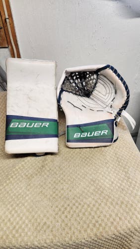 Used Pro Stock Bauer 2X Pro Goalie Glove Set