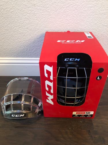 Used Senior Large CCM 50 Combo Helmet with FV1 Face Shield