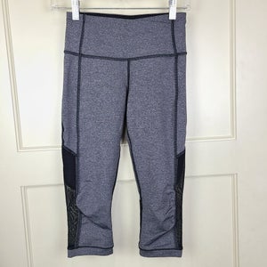 Lululemon Gear Up Crop Leggings Size 4 Grey Black Mesh Luxtreme Pockets