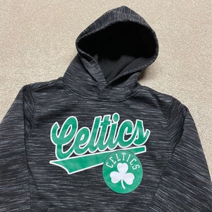 Boston Celtics Sweatshirt Boys Small Kids Youth Gray Hooded NBA Basketball Retro
