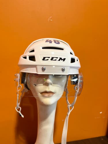 Used White CCM Vector 08 Pro Stock Helmet Colorado Avalanche #48 Medium