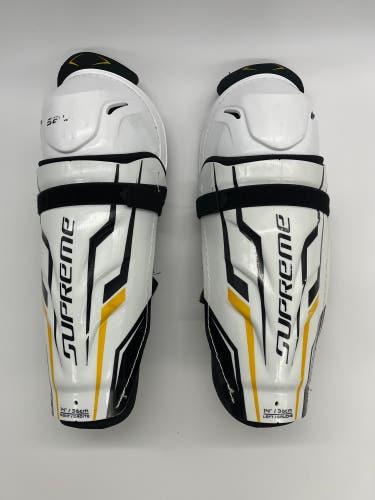 Senior 14" Bauer Supreme 150 Knee Shin Guards Pads White Black Yellow CLEAN
