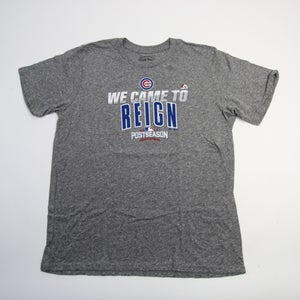 Chicago Cubs Majestic Short Sleeve Shirt Men's Gray/Heather New L