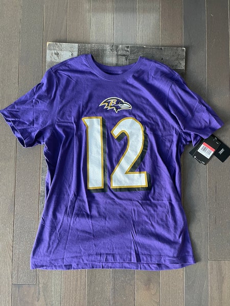 Nike Rashod Bateman T Shirt Jersey Baltimore Ravens #12 Size Large NWT NFL