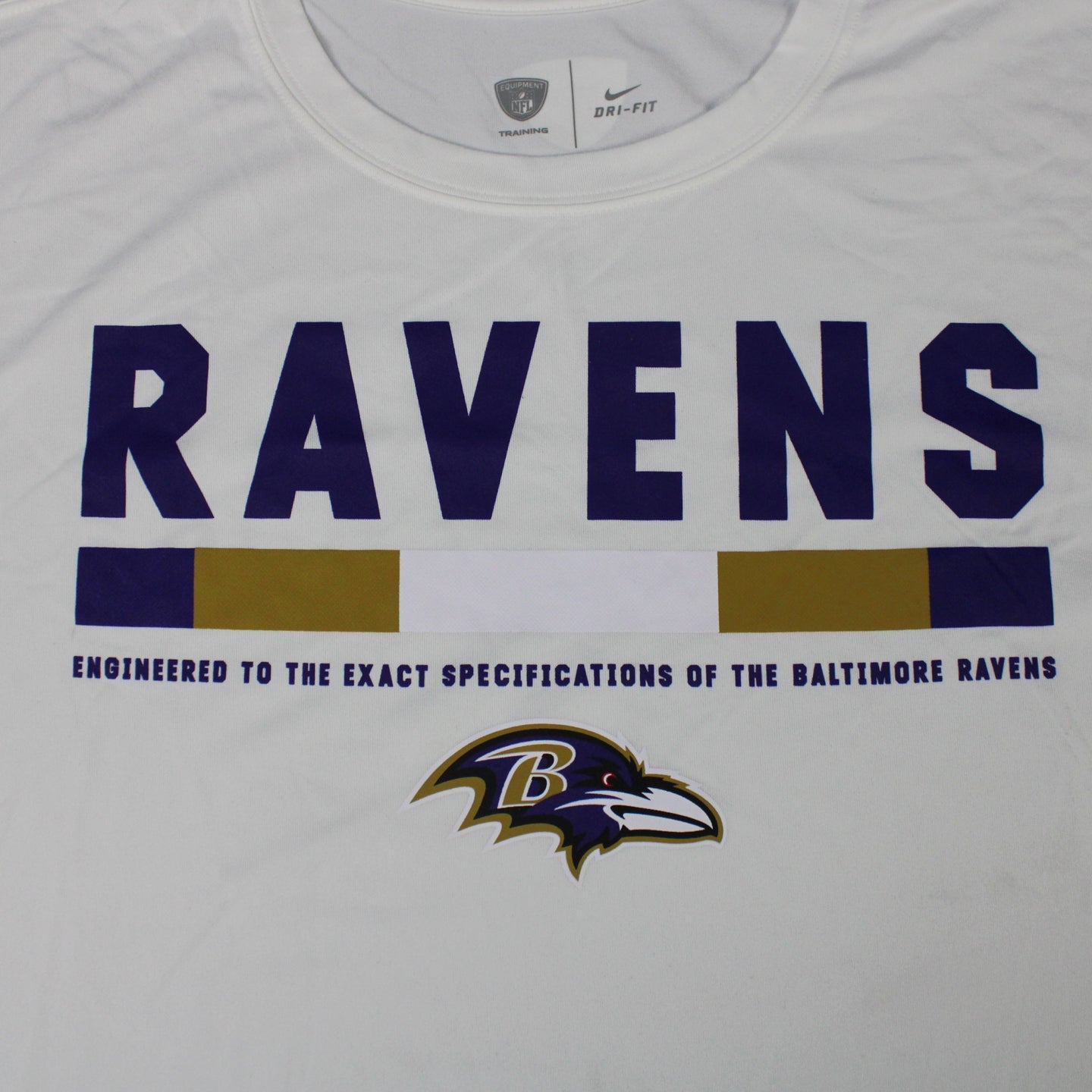 New Nike Long Sleeve Shirt White Baltimore Ravens Dri-Fit NFL On