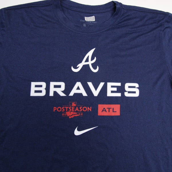 Nike Men's Atlanta Braves Navy Arch Over Logo Long Sleeve T-Shirt