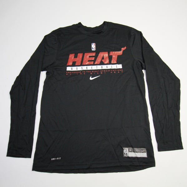 Miami Heat Nike NBA Authentics Dri-Fit Long Sleeve Shirt Men's Black New  2XL