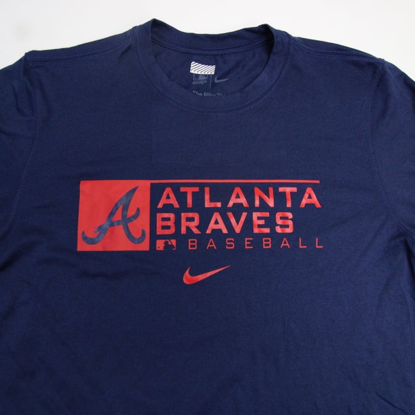 Atlanta Braves Nike Dri-Fit Short Sleeve Shirt Men's Navy Used