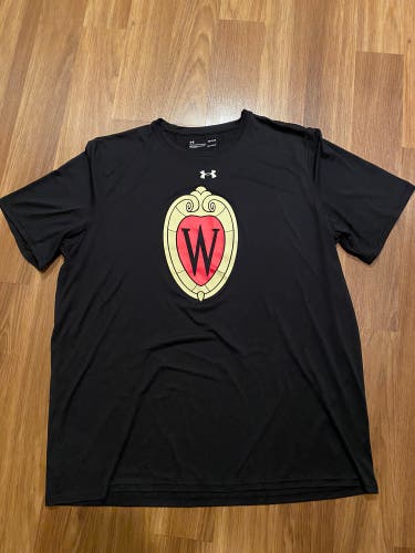 University of Wisconsin Team Issued Under Armour Training Shirt Large - Blackout Emblem Edition