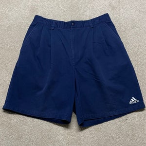 Adidas Shorts Men 34 Blue Active Work Chino Logo Golf Khaki Gym Vintage Retro