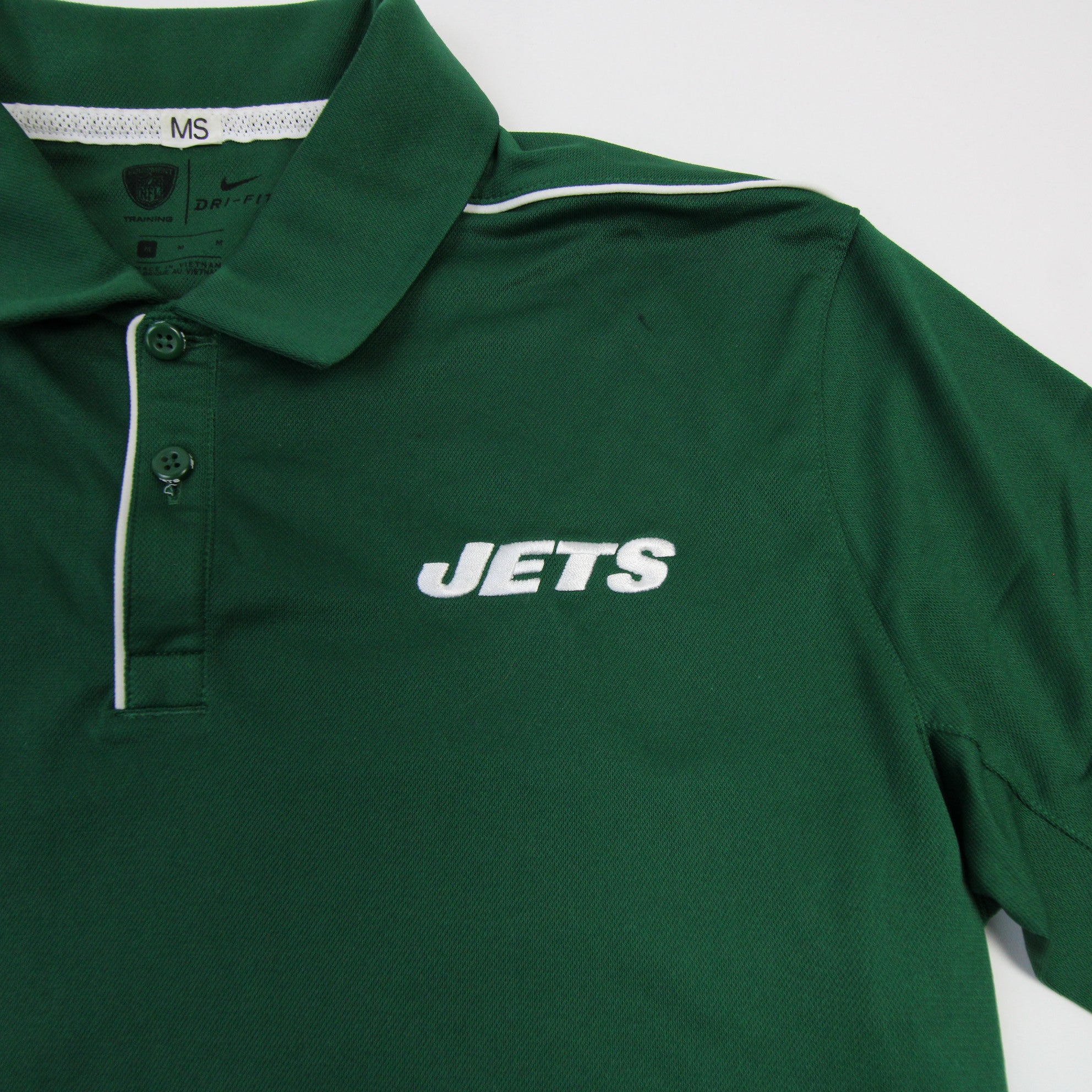 Nike NY Jets Dri-Fit Striped Polo Logo Shirt MED.