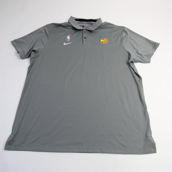 Atlanta Hawks Nike Polo Shirt Mens Medium Gray Dri-Fit Basketball NBA