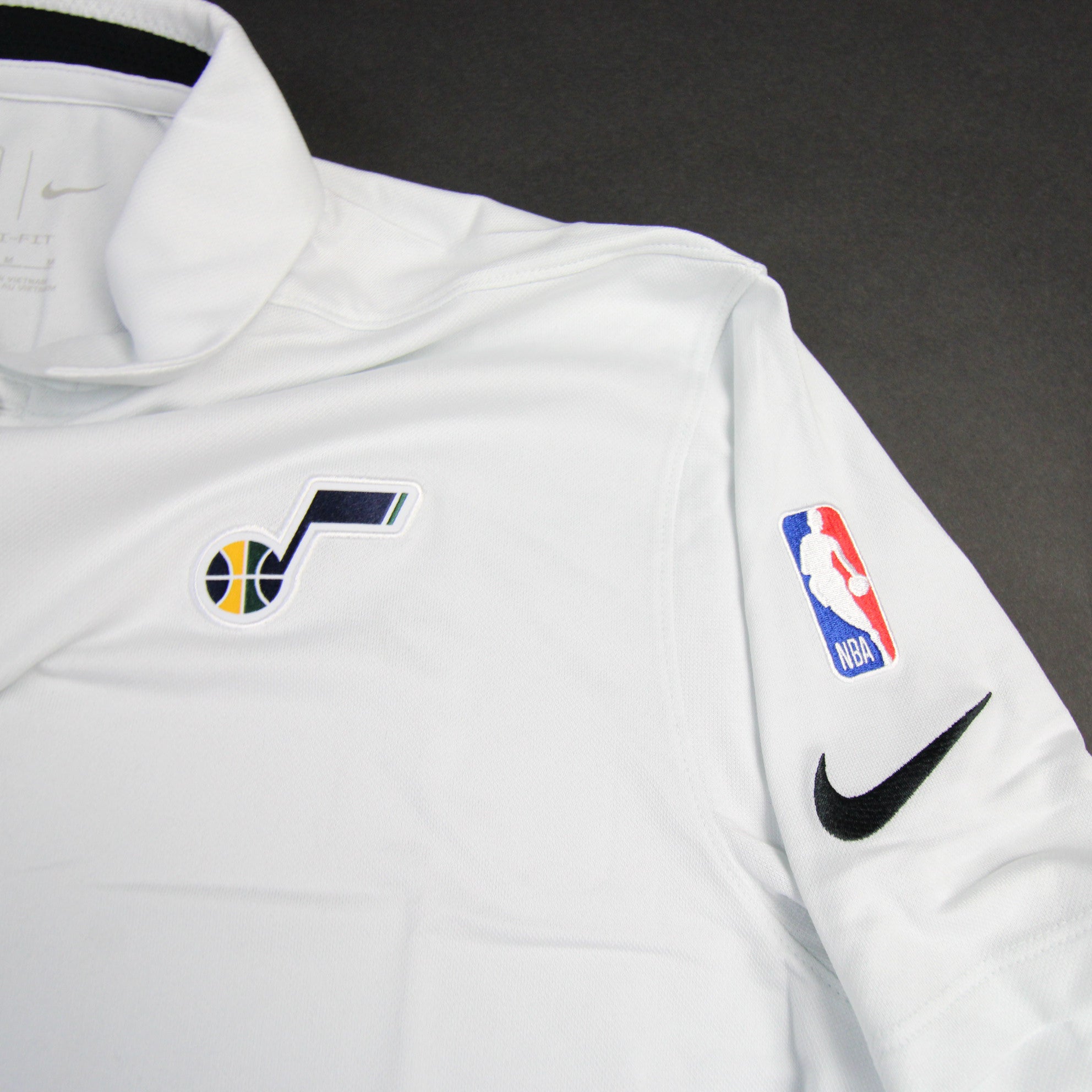 Utah Jazz Men's XL NBA White Striped Logo Short Sleeve Polo Shirt Antigua  Golf