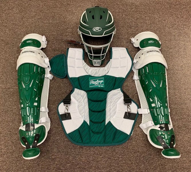 Rawlings | Velo 2.0 Baseball Catcher's Set | NOCSAE Certified | Youth Ages  12 and Under |Dark Green/White