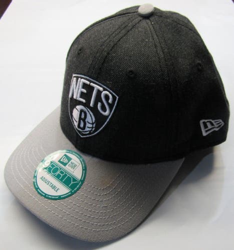 NWT NBA New Era 9FORTY Wool Hat - Brooklyn Nets Charcoal/Grey One Size Fits Most