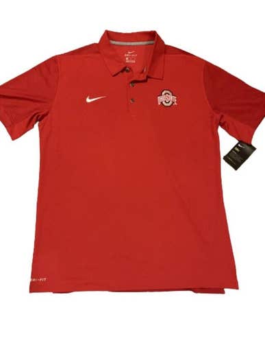 NWT Nike Men's Ohio State Buckeyes Team Issue Short Sleeve Polo Scarlet Size L