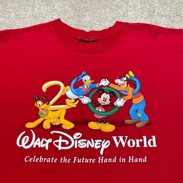 Disney World T Shirt Men Large Adult Red Mickey Mouse USA Vintage
