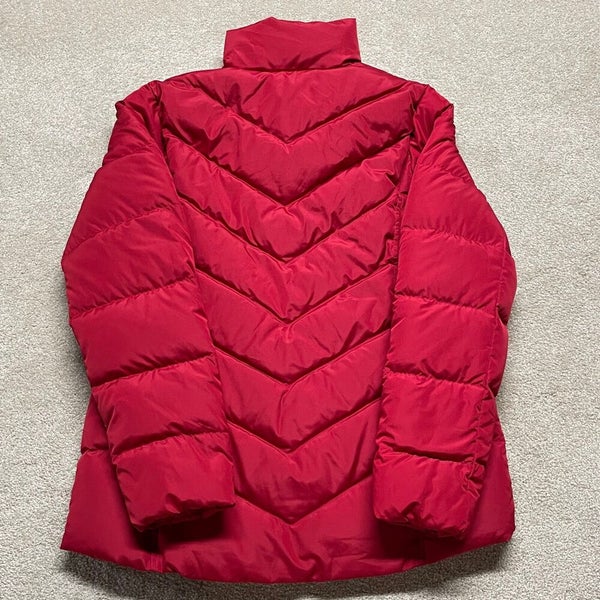 Lands End Jacket Women Small Adult Red Collared Coat Down Filled