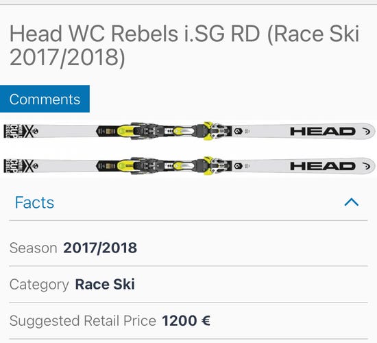 SG HEAD WC 202cm Racing Skis With Bindings Max Din 16