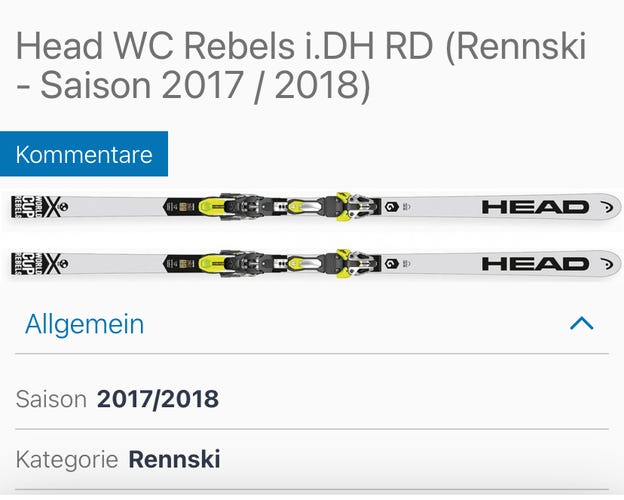 2017 HEAD 210  Racing World Cup Rebels i.DH Skis With Bindings Max Din 16